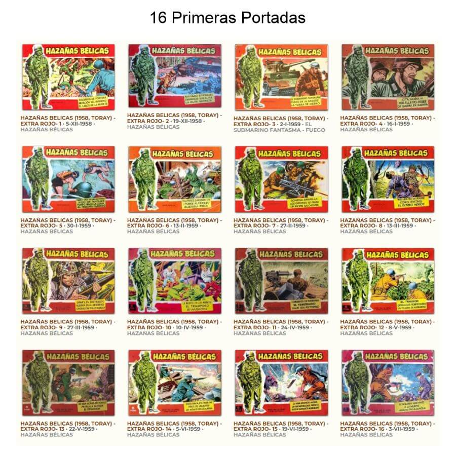 HAZAÑAS BÉLICAS Extra Rojo - Colección Completa - 328 Tebeos En Formato PDF - Descarga Inmediata