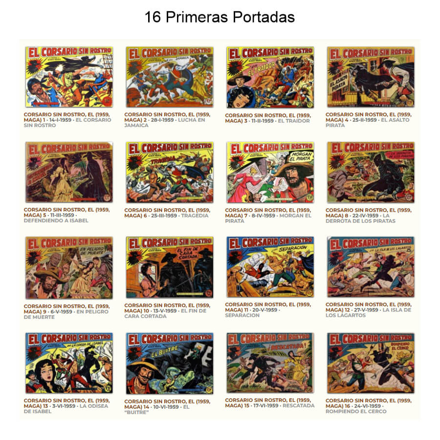 EL CORSARIO SIN ROSTRO - Colección Completa - 42 Tebeos En Formato PDF - Descarga Inmediata