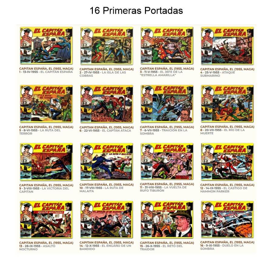 EL CAPITÁN ESPAÑA - 1955 - Maga - Colección Completa - 33 Tebeos En Formato PDF - Descarga Inmediata