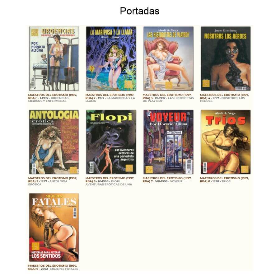 MAESTROS DEL EROTISMO – Colección Completa – 9 Tebeos En Formato PDF - Descarga Inmediata