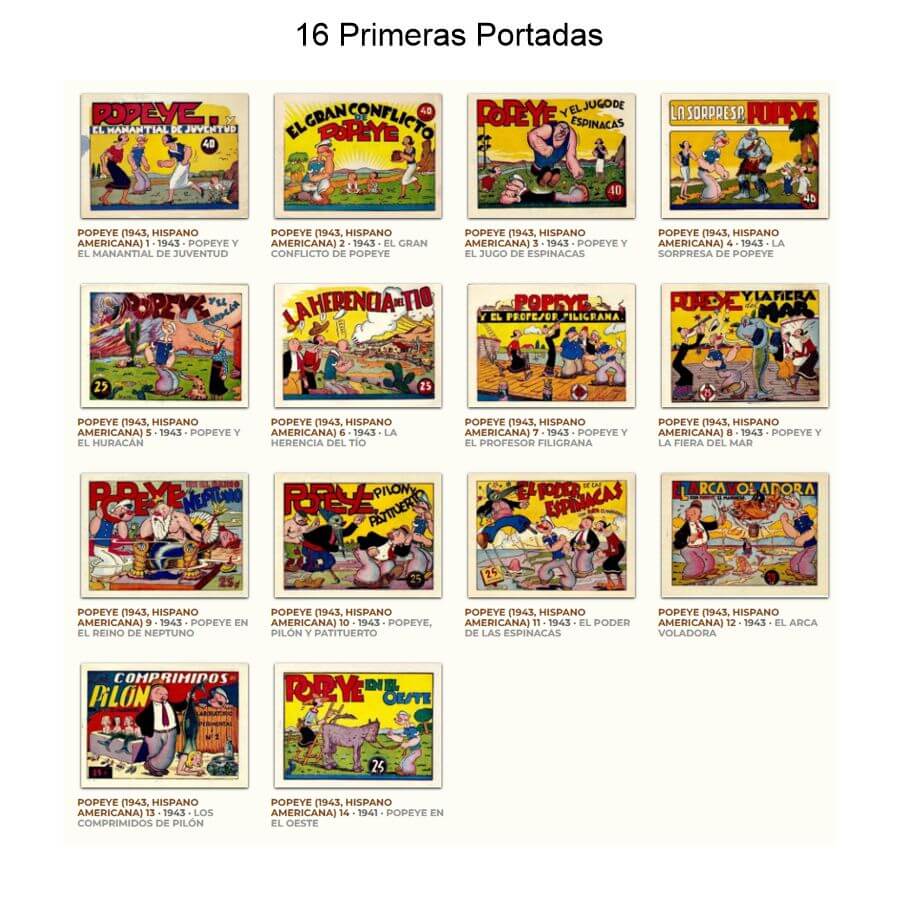 POPEYE - 1943 - Colección Completa - 14 Tebeos En Formato PDF - Descarga Inmediata