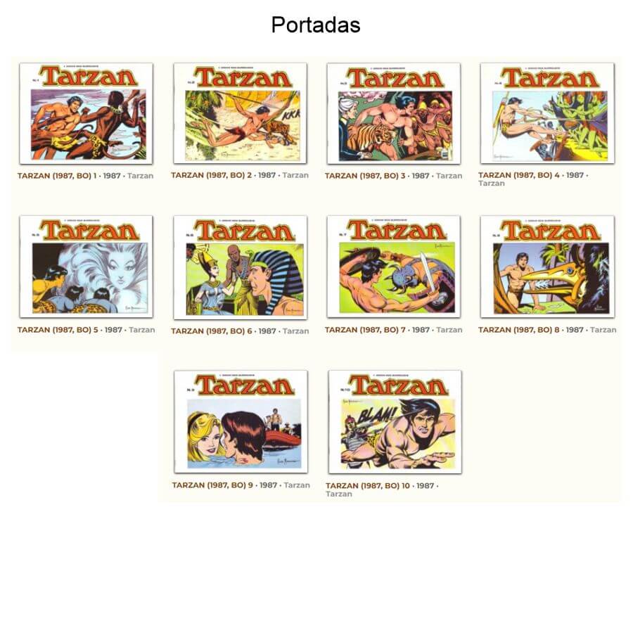 TARZAN - 1987 - Tiras Diarias Russ Manning - Colección Completa - 10 Tebeos En Formato PDF - Descarga Inmediata
