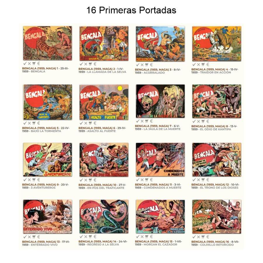 BENGALA – 1ª y 2ª Parte – 1958 - Colección Completa – 101 Tebeos En Formato PDF - Descarga Inmediata