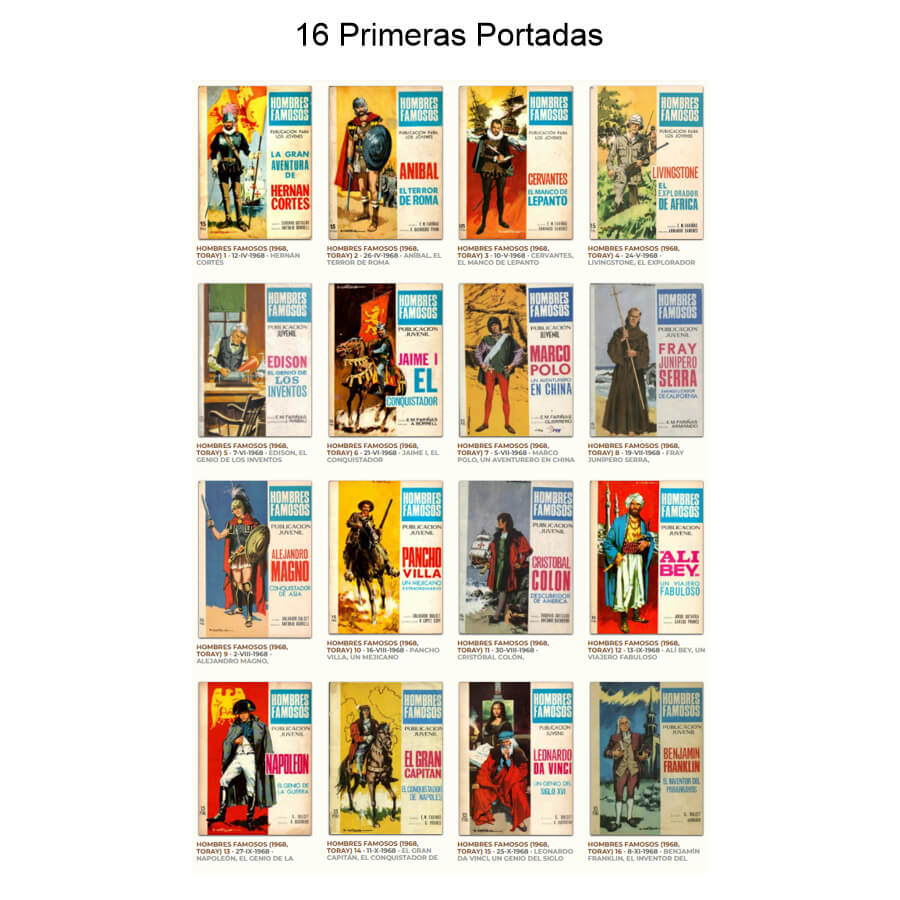 HOMBRES FAMOSOS – 1968 - Colección Completa – 20 Tebeos En Formato PDF - Descarga Inmediata