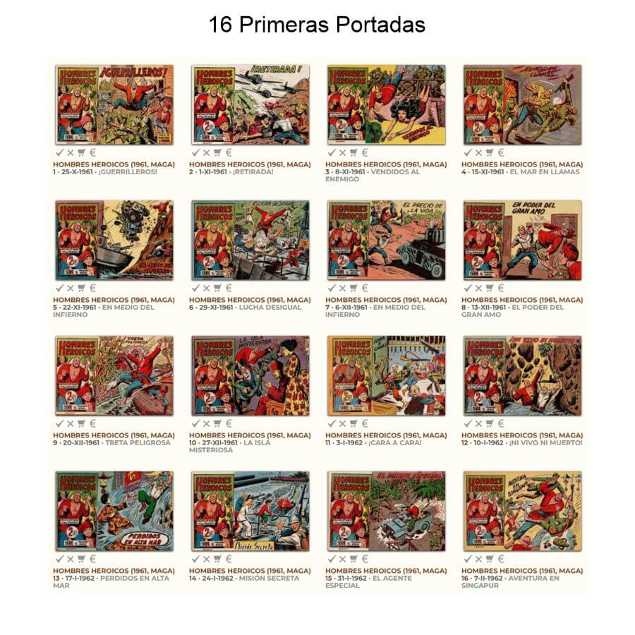 HOMBRES HEROICOS - 1961 - Maga - Colección Completa - 30 Tebeos En Formato PDF - Descarga Inmediata