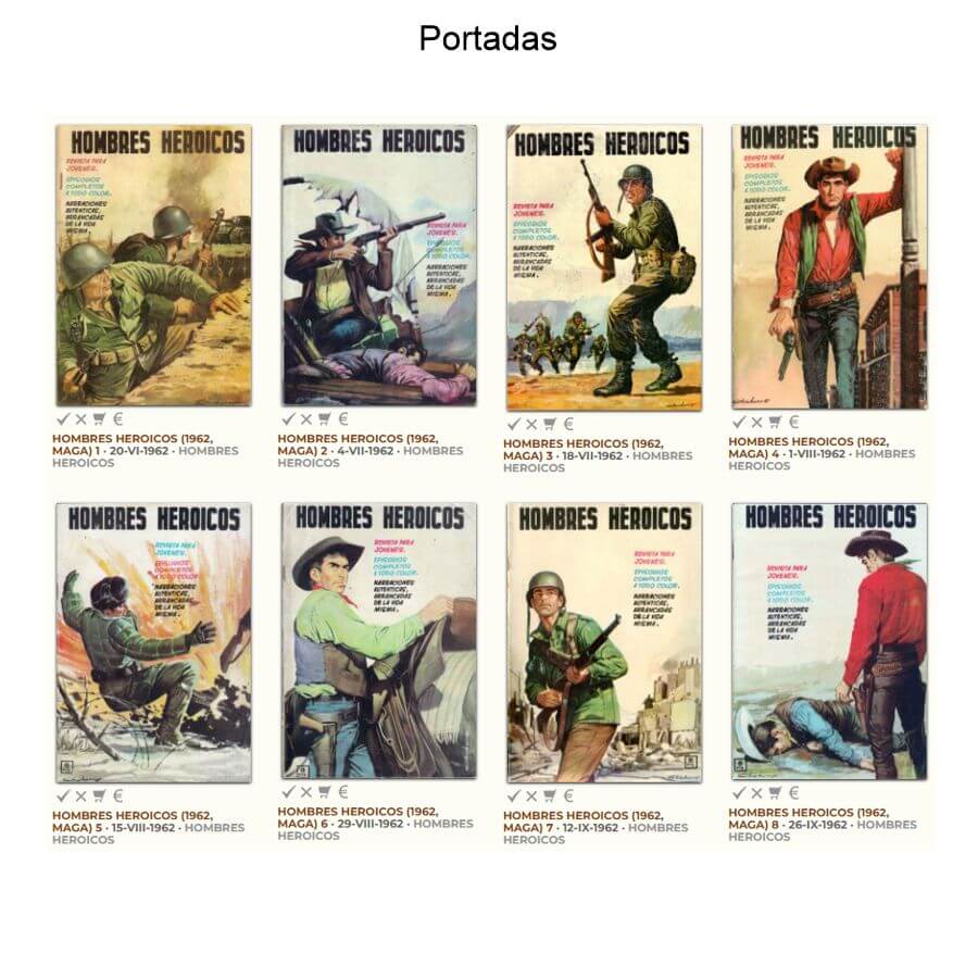 HOMBRES HEROICOS - 1962 - Maga - Colección Completa - 8 Tebeos En Formato PDF - Descarga Inmediata