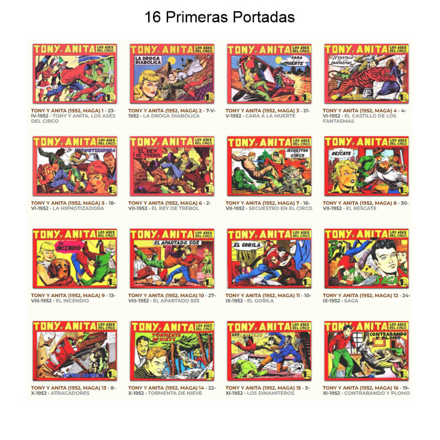 TONY Y ANITA - Los Ases Del Circo - 1952 - Colección Completa - 159 Tebeos En Formato PDF - Descarga Inmediata