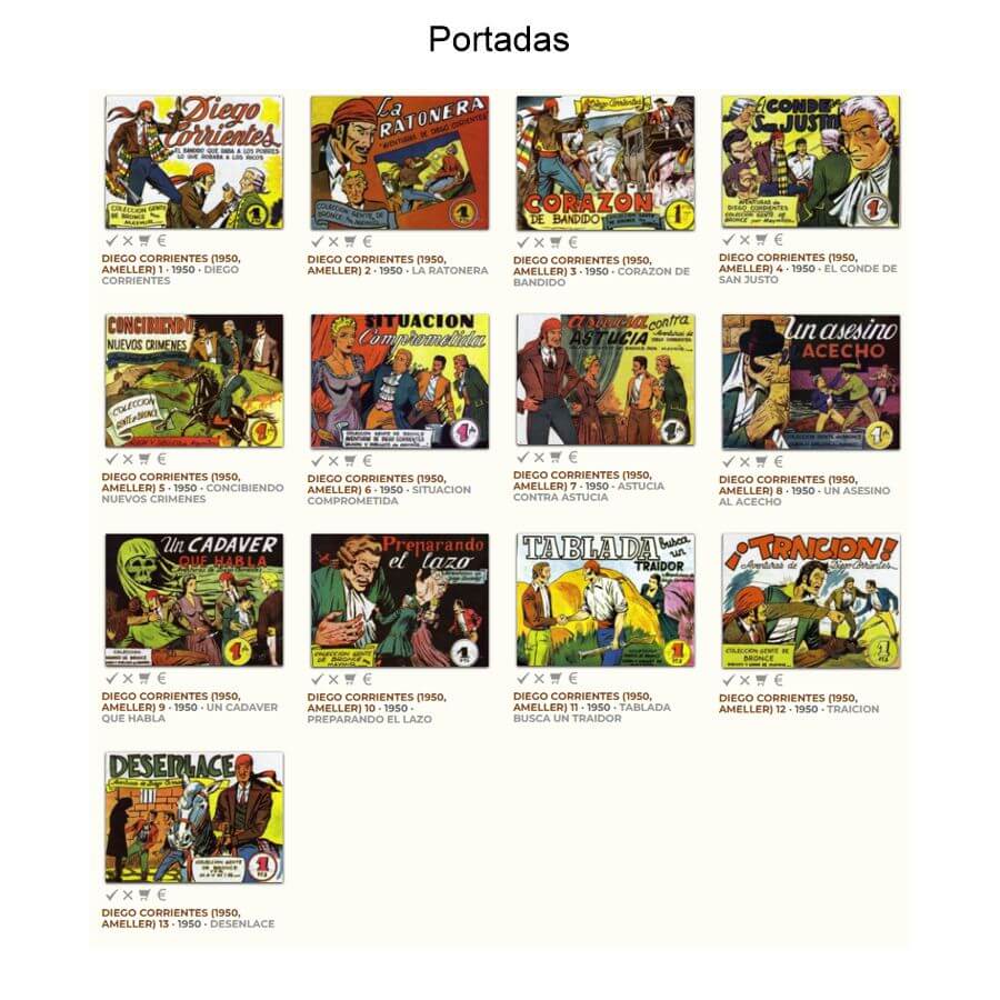 DIEGO CORRIENTES - Aventuras De - 1950 - Ameller – Colección Completa – 13 Tebeos En Formato PDF - Descarga Inmediata