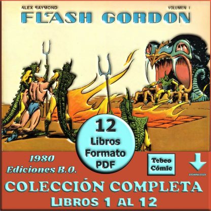 FLASH GORDON - Alex Raymond - 1980 - Colección Completa - 12 Libros En Formato PDF - Descarga Inmediata