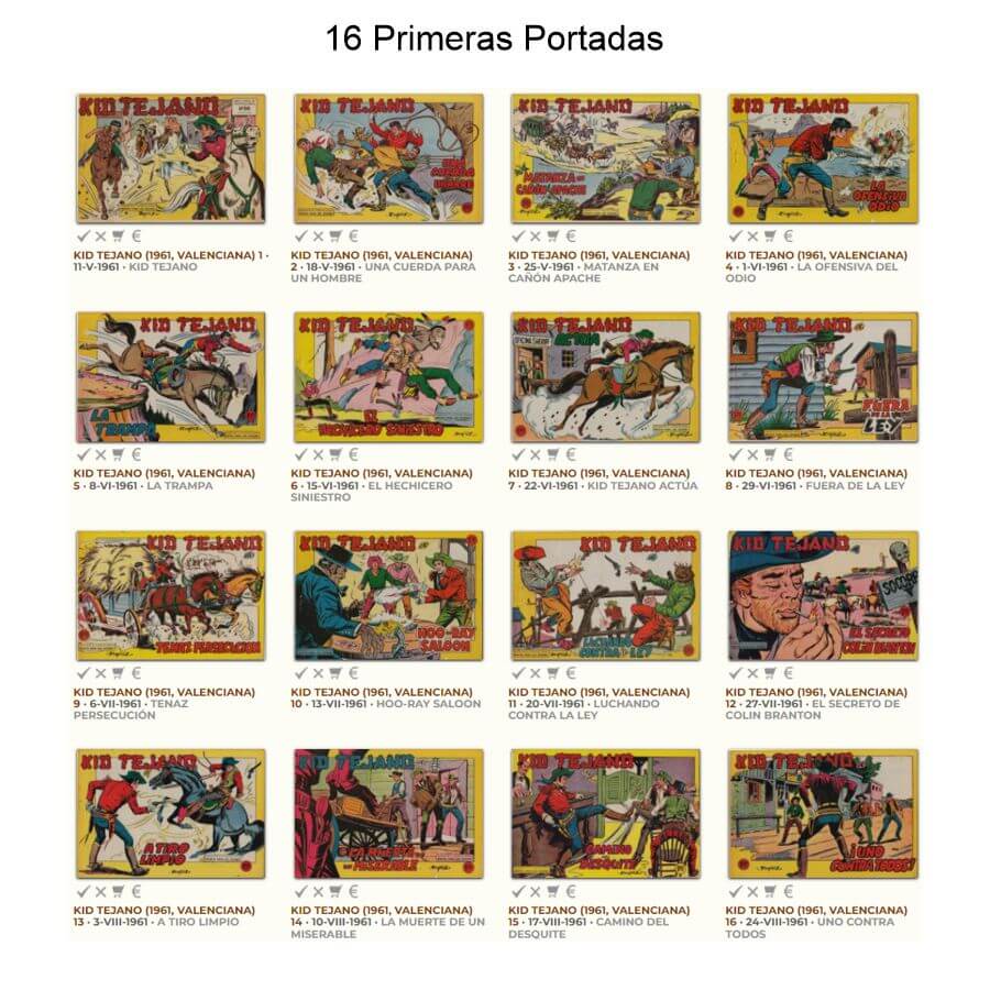 KID TEJANO – 1961 – Valenciana - Colección Completa – 56 Tebeos En Formato PDF - Descarga Inmediata