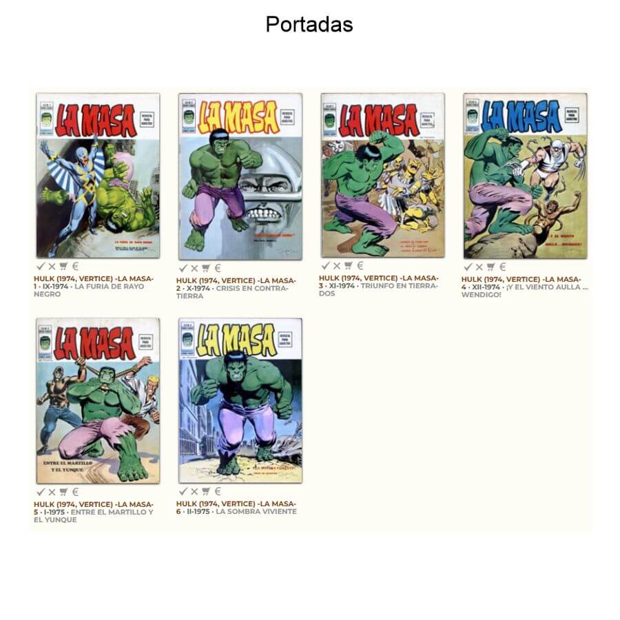 LA MASA (Hulk) - 1974 - Vol. 2 - Vértice – Colección Completa – 6 Tebeos En Formato PDF - Descarga Inmediata