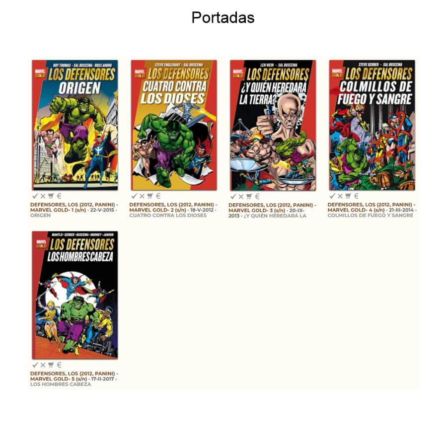 LOS DEFENSORES – 2012 – Marvel Gold - Colección Completa – 5 Tomos En Formato PDF – Descarga Inmediata