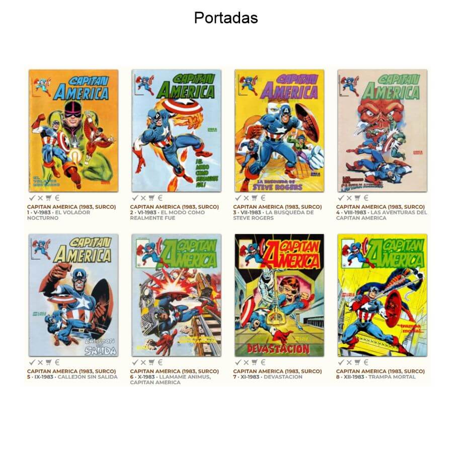 CAPITAN AMERICA - 1983 - Surco (Ex Vértice) – Colección Completa – 8 Tebeos En Formato PDF - Descarga Inmediata