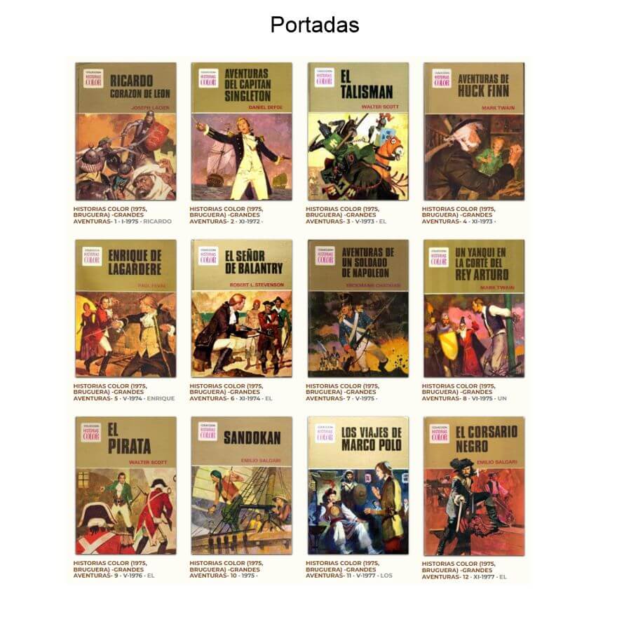HISTORIAS COLOR SERIE GRANDES AVENTURAS - 1975 - Colección Completa - 12 Tebeos En Formato PDF - Descarga Inmediata
