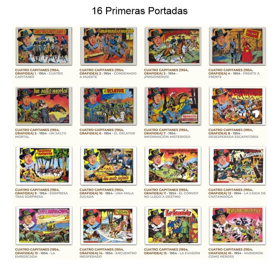 CUATRO CAPITANES - 1954 - Colección Completa - 33 Tebeos En Formato PDF - Descarga Inmediata