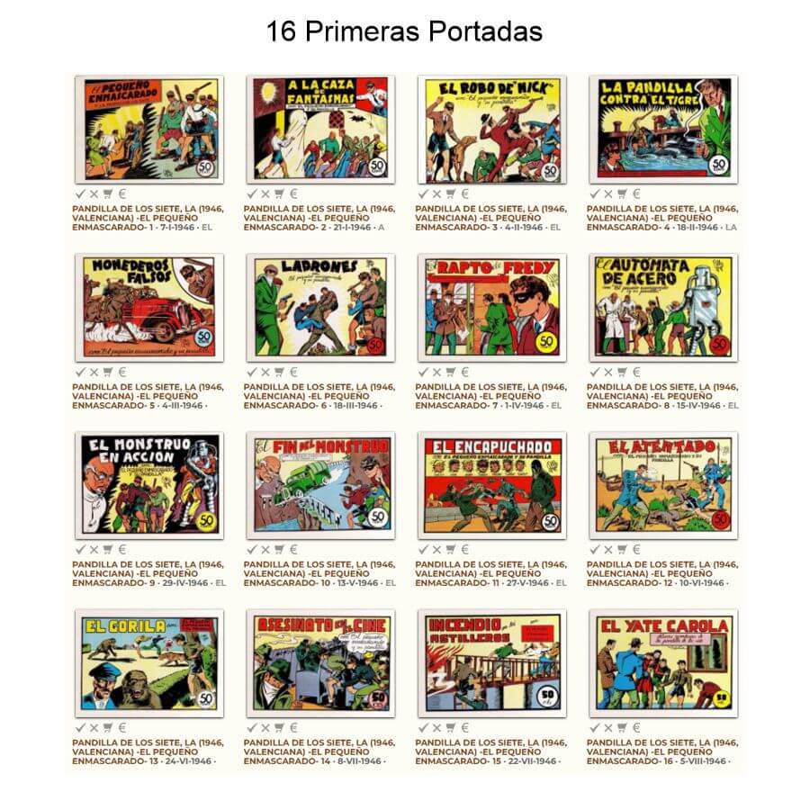 EL PEQUEÑO ENMASCARADO Y SU PANDILLA / LA PANDILLA DE LOS SIETE – 1946 - Colección Completa – 88 Tebeos En Formato PDF - Descarga Inmediata