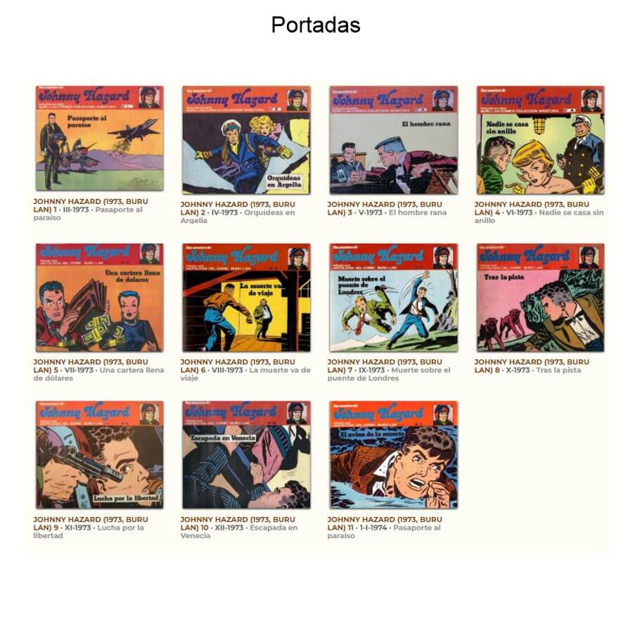 JOHNNY HAZARD – 1973 - Buru Lan - Colección Completa – 11 Libros En Formato PDF - Descarga Inmediata