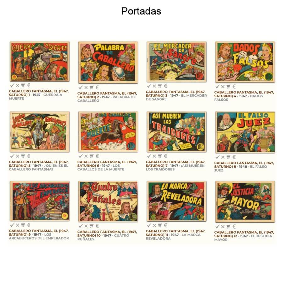 EL CABALLERO FANTASMA - 1947 – Colección Completa – 12 Tebeos En Formato PDF - Descarga Inmediata