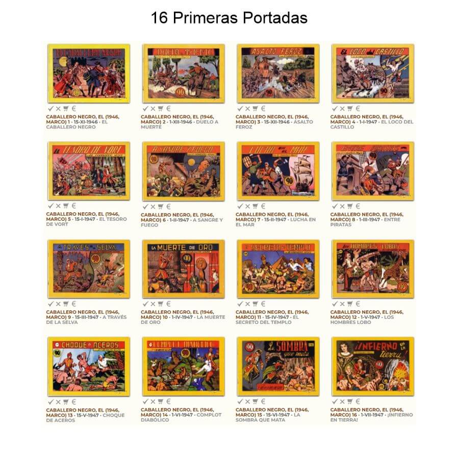 EL CABALLERO NEGRO - 1946 – Colección Completa – 18 Tebeos En Formato PDF - Descarga Inmediata