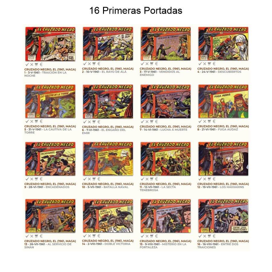 EL CRUZADO NEGRO - 1961 – Colección Completa – 56 Tebeos En Formato PDF - Descarga Inmediata