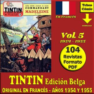 TINTIN Edición Belga - Vol. 5 - Años 1954 Y 1955 - Original En Francés - Colección De 104 Revistas En Formato PDF - Descarga Inmediata