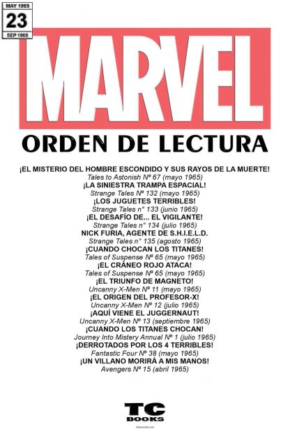 MARVEL - Orden De Lectura - En Español - Vol. 2 - 1965/1967 - Colección Exclusiva E Inédita - 20 Tomos En Formato PDF - Descarga Inmediata